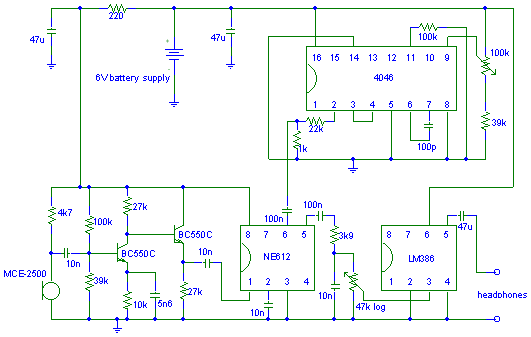NE612 heterodyne detector schematic